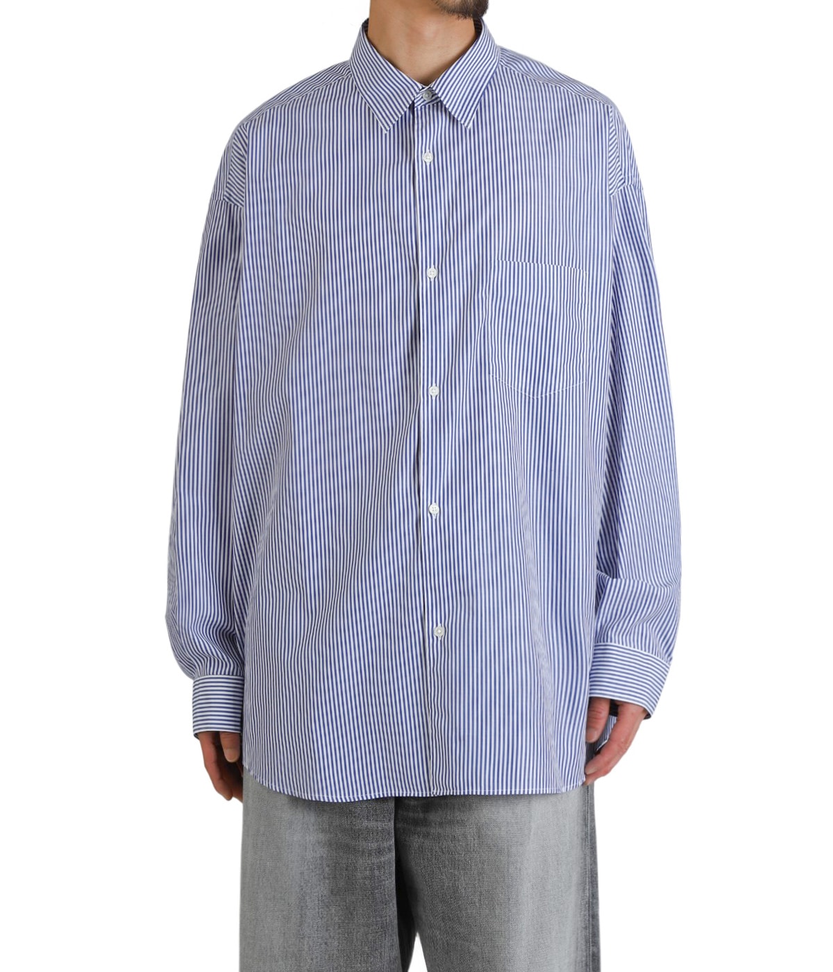 Broad Stripe L/S Oversized Regular Collar Shirt | Graphpaper