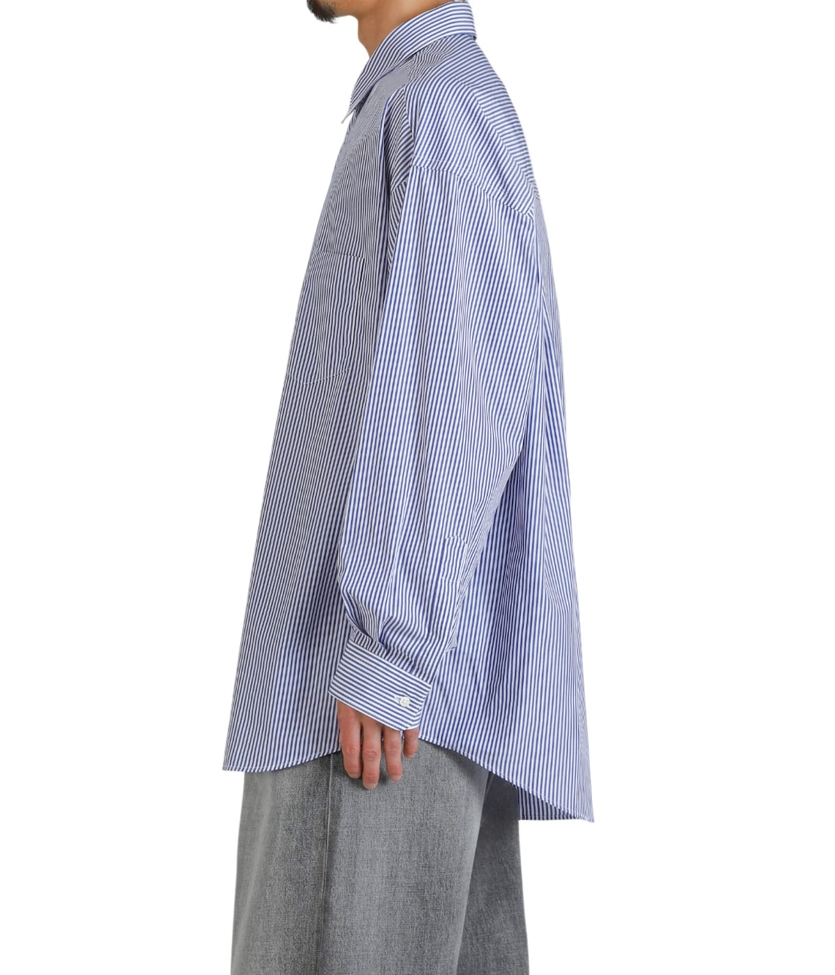 トップス Broad Stripe L/S Oversized Regular Shirt Graphpaper - Broad Stripe L/S Oversized Regular Collar Shirt
