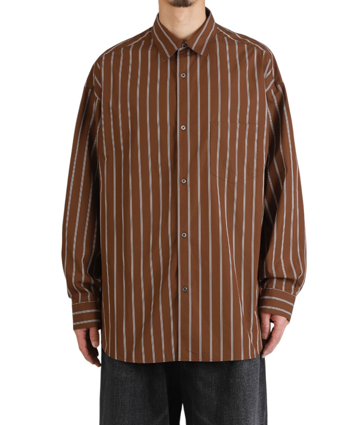 SIDOGRAS Stripe L/S Oversized Regular Collar Shirt | Graphpaper