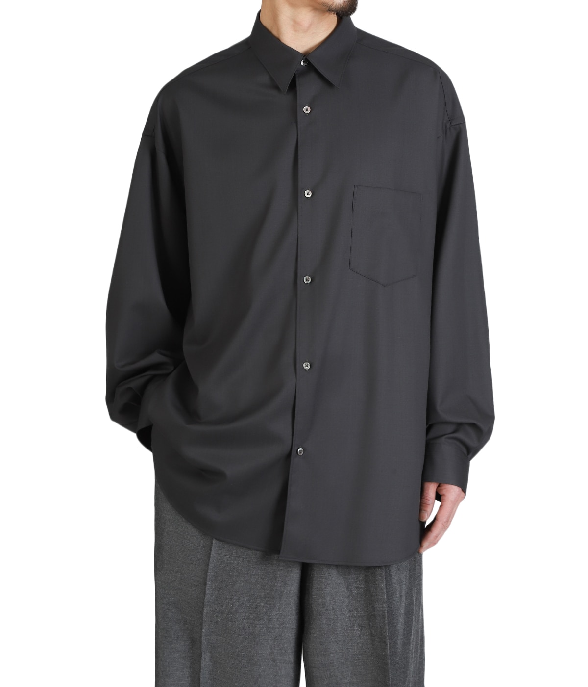 Extra Fine Wool L/S Oversized Regular Collar Shirt | Graphpaper