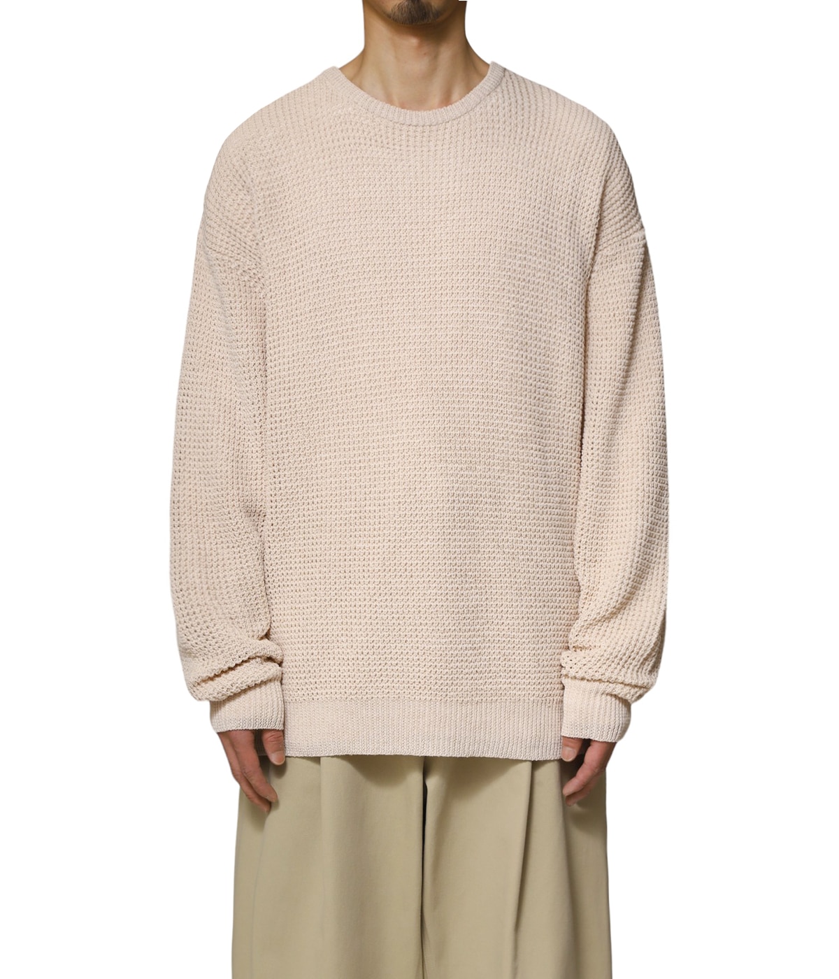 試着のみ　24ss グラフペーパー　リネンソロテックスニットクルー　ブラック　2 Linen SOLOTEX Knit Crew Neck | Graphpaper(グラフペーパー