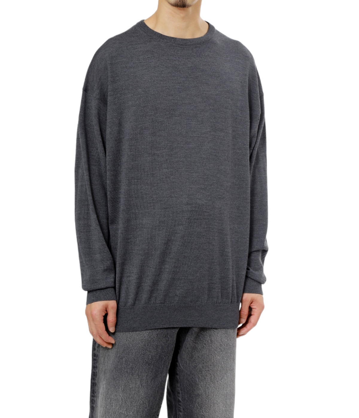 nananagchanpa　グラフペーパー インターシャニット GRAY High Gauge L/S Crew Neck Knit | Graphpaper(グラフペーパー