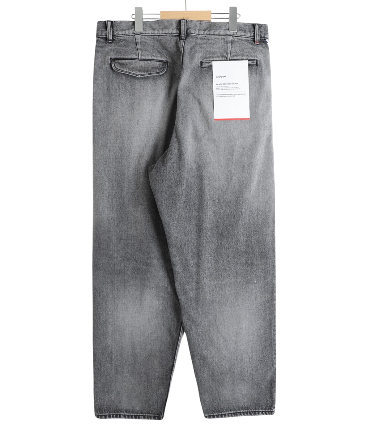 さらに100円引き◆MARITHE◆W BOSSA SELVAGE DENIM SLIT PANTS MEN Graphpaper Selvage Denim Belted Pants-BLACK_LIGHT FADE