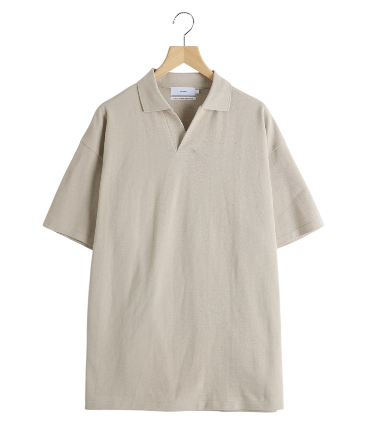 graphpaper スキッパー　ポロ Graphpaper - Cotton Pique Jersey L/S Skipper Polo / BEIGE