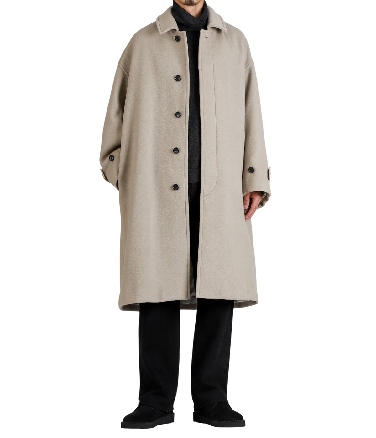 ががぴーページ Light Melton Oversized Coat / BLACK | Graphpaper (MEN