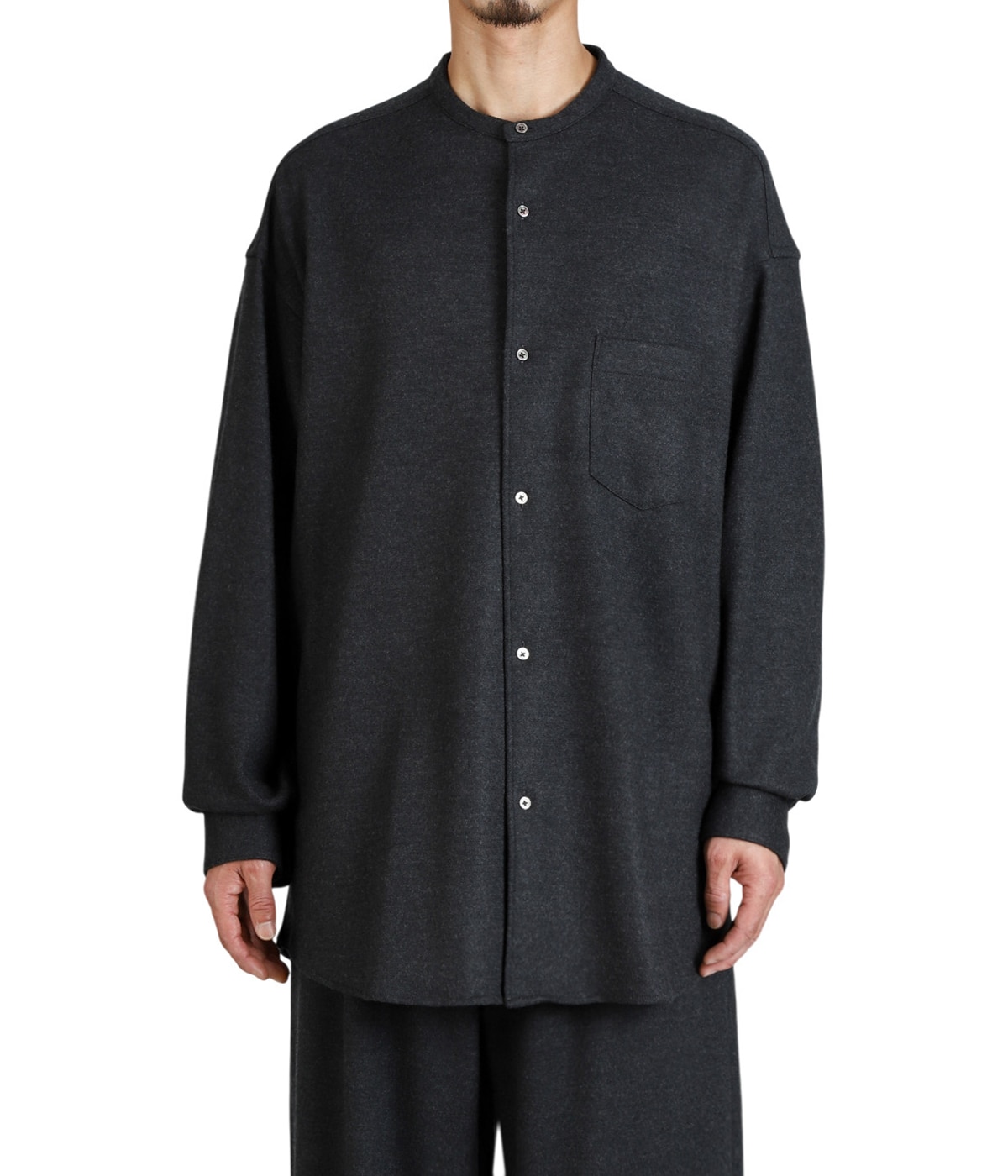 Wool Smooth Flannel Oversized Band Collar Shirt | Graphpaper