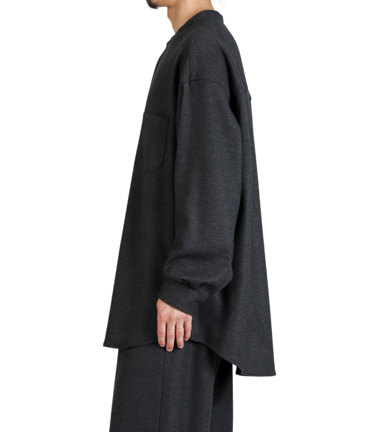 Wool Smooth Flannel Oversized Band Collar Shirt | Graphpaper