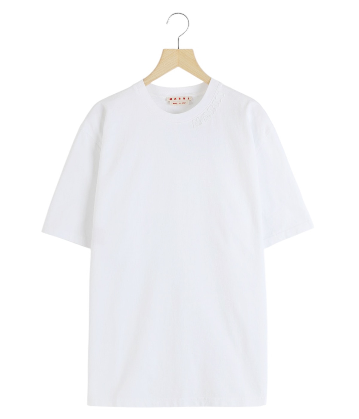☆Marni☆ ホワイト オーバーサイズ Tシャツ マルニパッチ付き ホワイト オーガニックコットン製オーバーサイズTシャツ マルニ