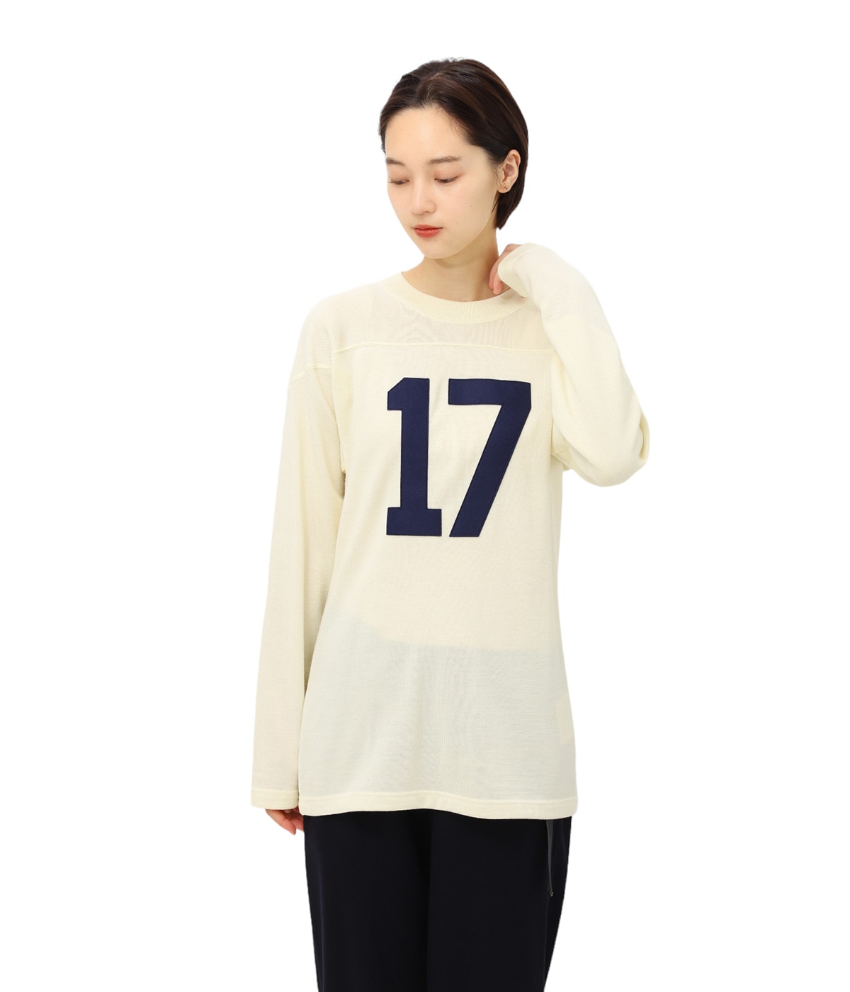INSCRIRE アンスクリア エルボー カットオフ スウェット 白 レディース】Football Tee | INSCRIRE(アンスクリア) / トップス