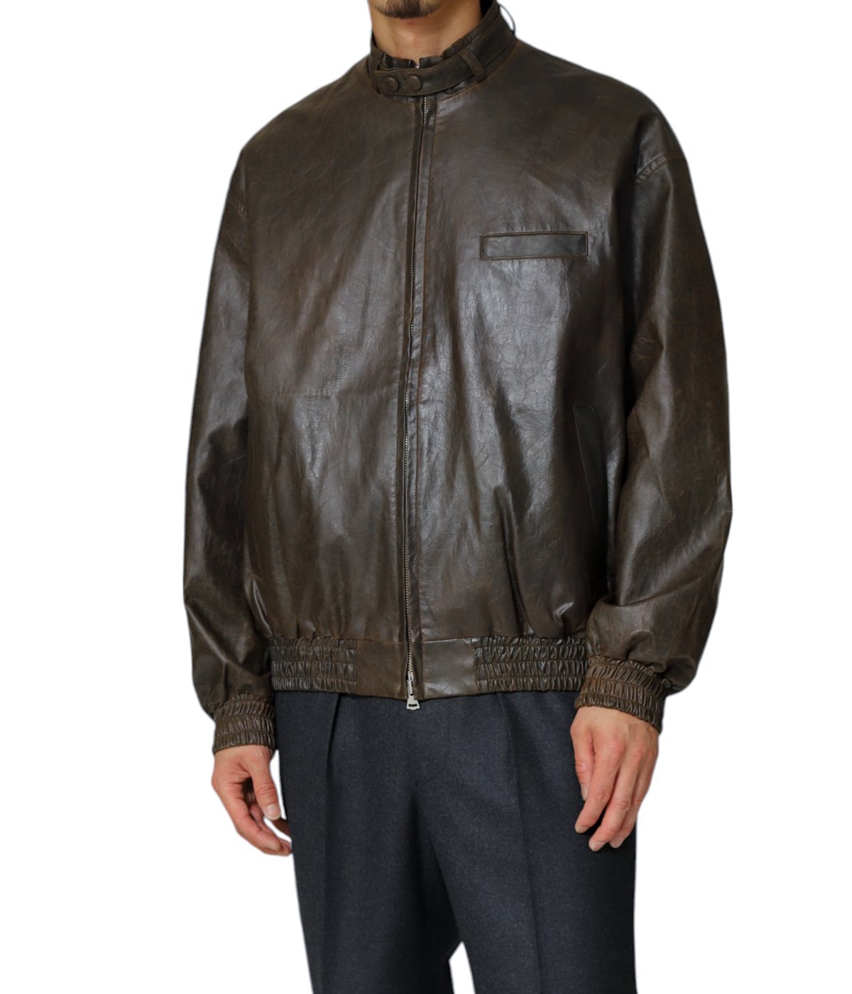 inscrire アンスクリア　24aw フェイクレザージャケットブルゾン Fake Leather Three Pocket Blouson | INSCRIRE(アンスクリア