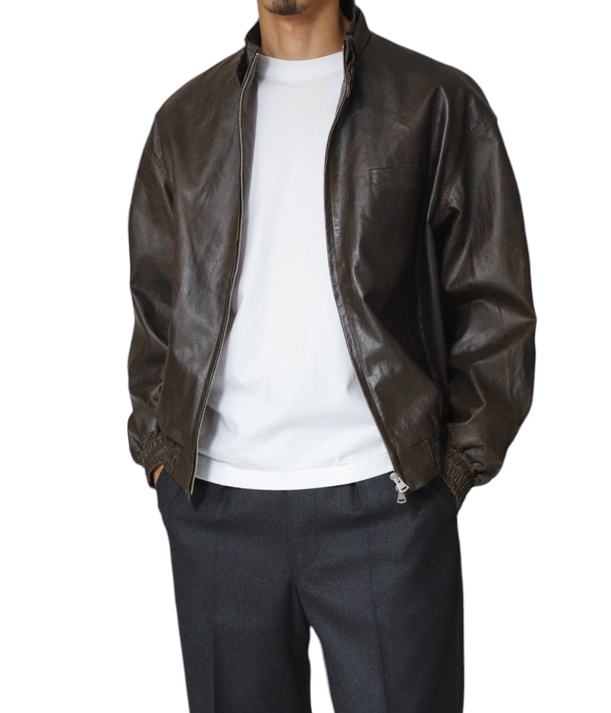 Fake Leather Three Pocket Blouson | INSCRIRE(アンスクリア