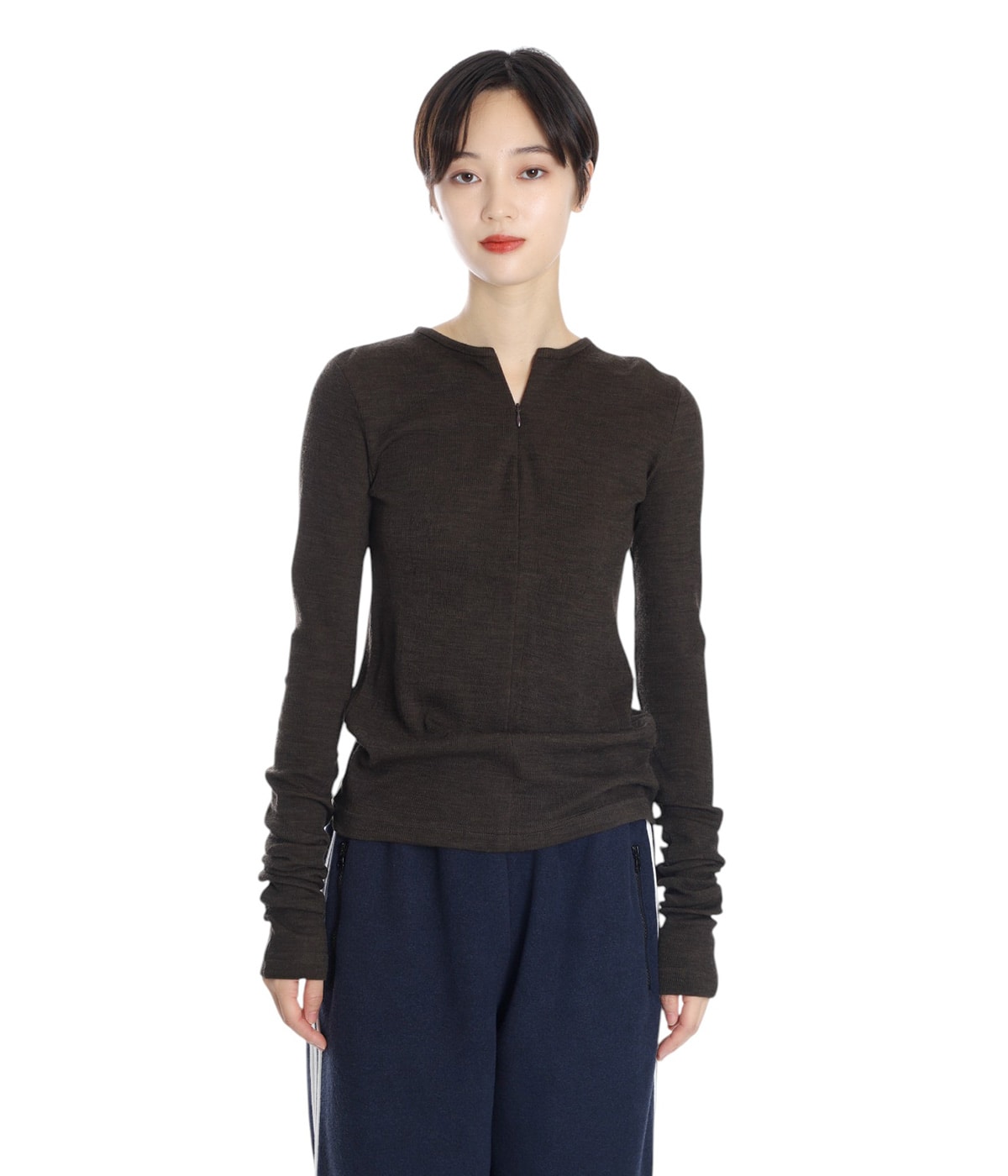 レディース】Plating Rib Zip Up Tee | INSCRIRE(アンスクリア