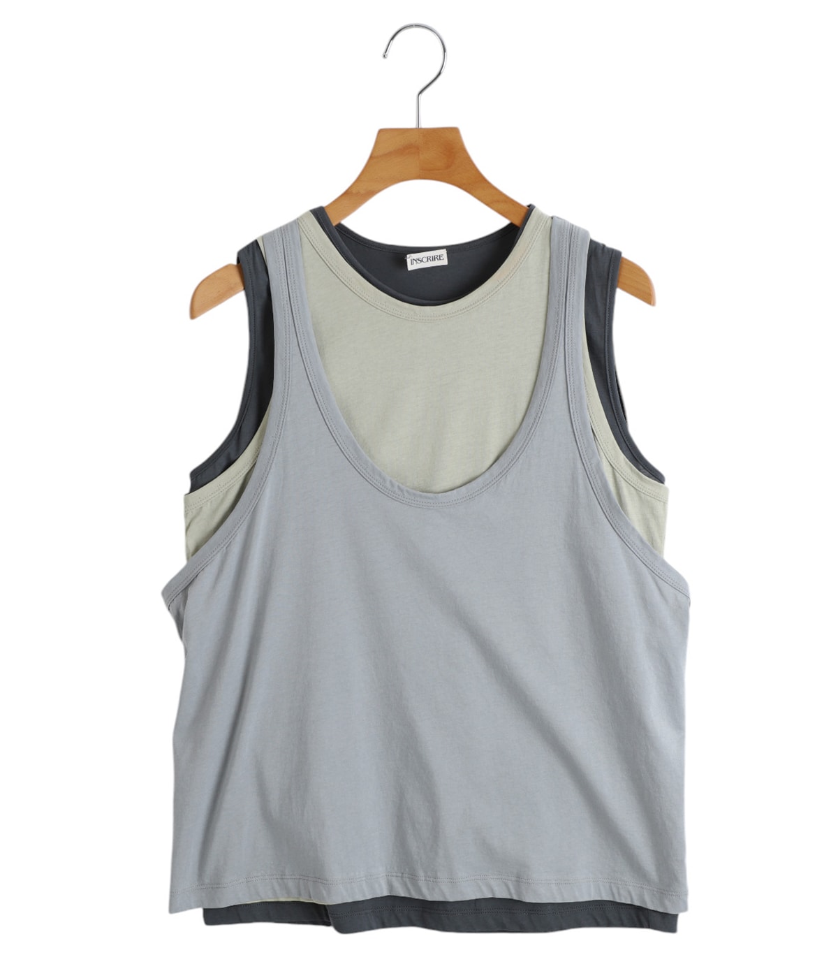 タンクトップ ノースリーブ 「INSCRIRE /アンスクリア」Light Jersey Layered T/T：タンクトップ レディース INSCRIRE タンクトップ ノースリーブ 「INSCRIRE /アンスクリア