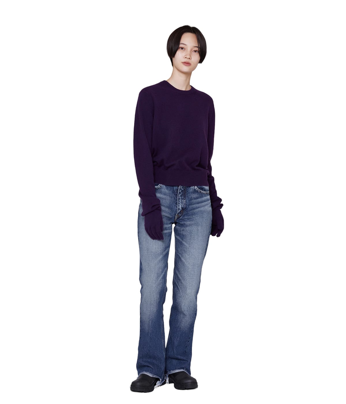 アンスクリア ブラックデニム 36 レディース】002 Flare Denim | INSCRIRE(アンスクリア