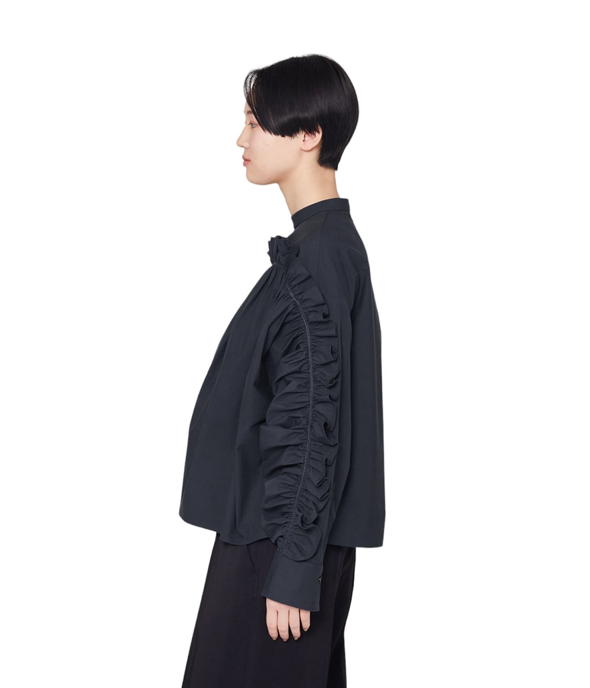 JIL SANDER シルク プリントトップス JIL SANDER | WOOL PLAID ZIP-UP SHIRT