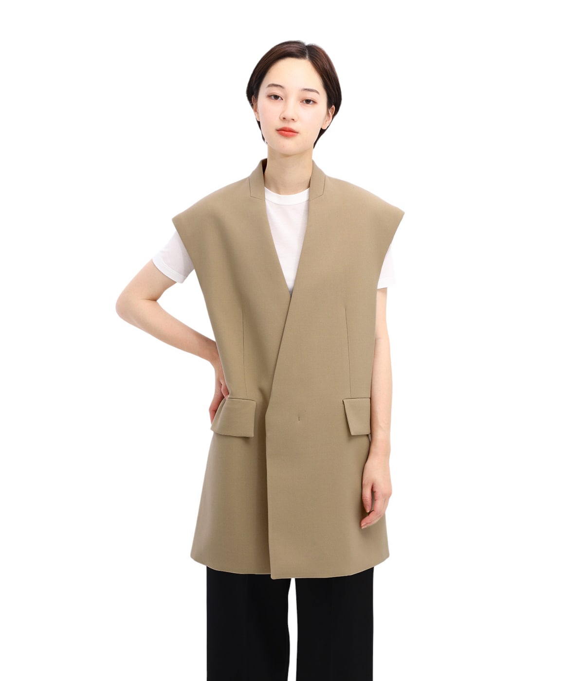 なお様キャメルゴールド綿ローンジップべスト レディース】JACKET 44 TM | JIL SANDER(ジルサンダー