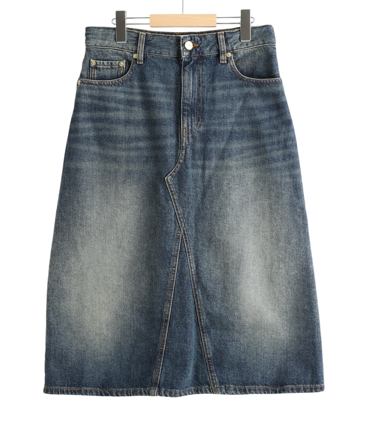 ワンピース GANNI Women Mid Skirts F97036736 268 BLUE レディース】Heavy Washed Denim Midi Skirt | GANNI(ガニー