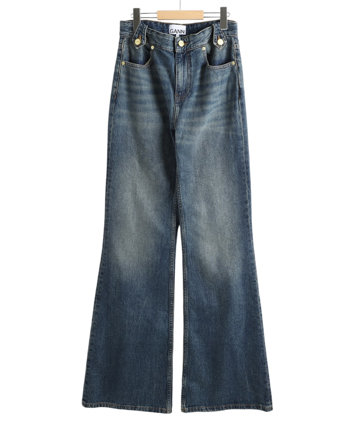 レディース】Heavy Washed Denim Flared Skirt Jeans | GANNI