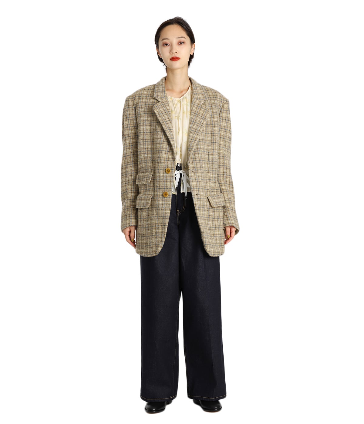 限定値下げ完売品フミカウチダ モヘアウールジャケット fumika uchida FUMIKA_UCHIDA/MOHAIR SHAGGY JACKET COAT(BEIGE/gold)