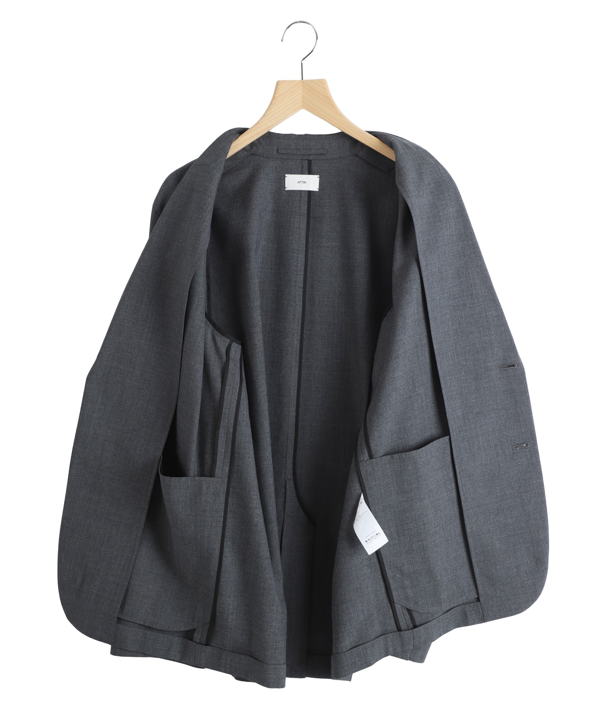 ジャケット・アウター LAPELLESS SHIRT JACKET WOOL TROPICAL LAPELLESS SHIRT JACKET WOOL MOHAIR TROPICAL - marka 「Area」