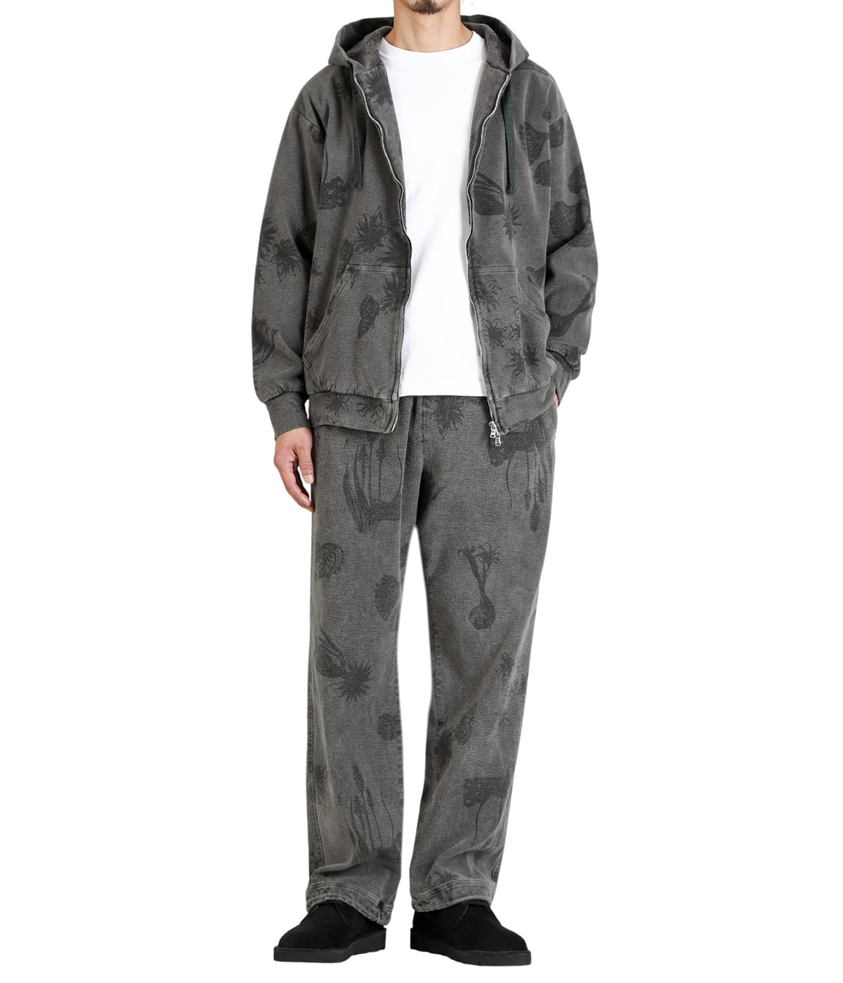 EASY PANTS- Drawing Sumi Print Doble＋Needle＋Sumi O.D - | kiivu