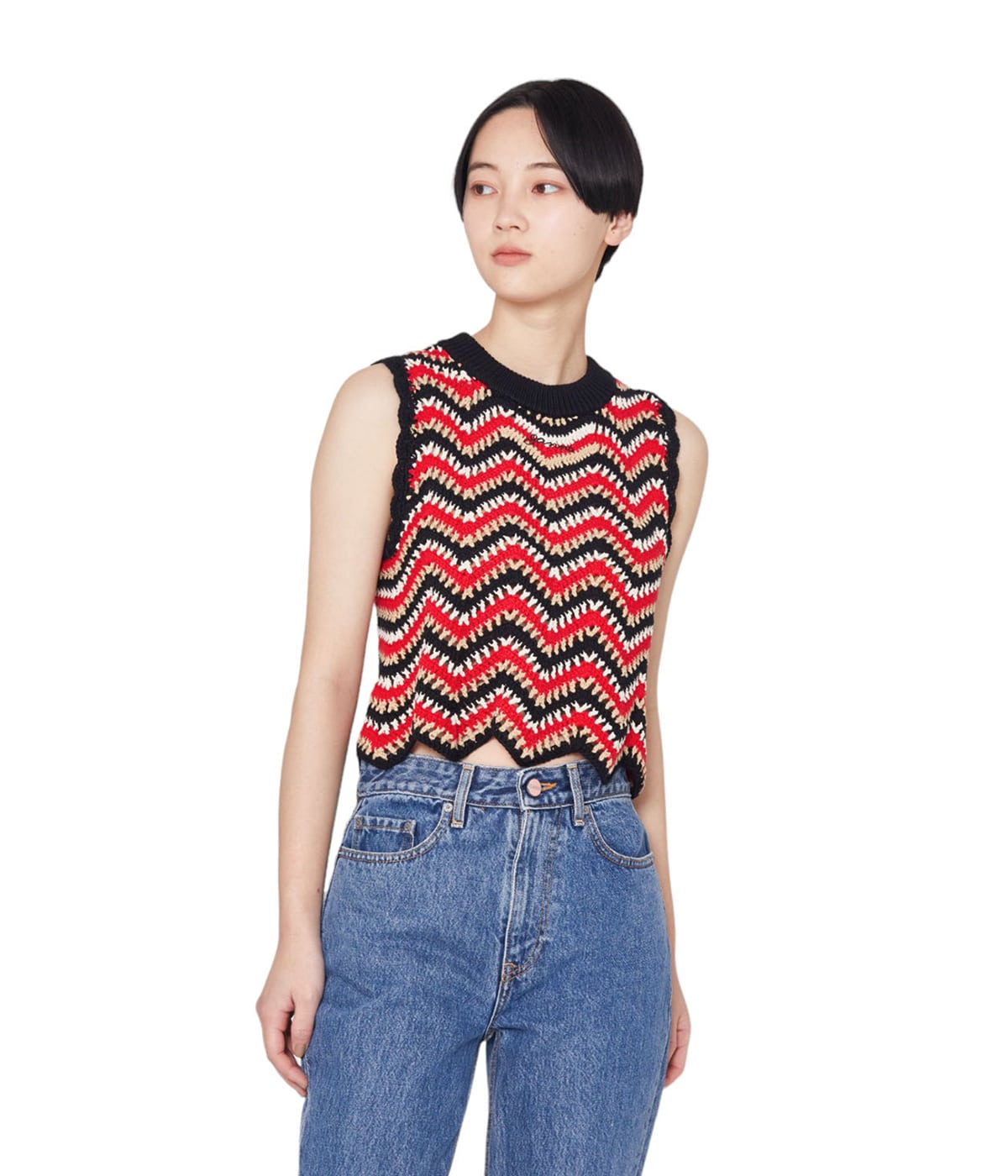 【Ganni】上品♪シャーレッドコットントップス レディース】Cotton Crochet Vest | GANNI(ガニー) / トップス