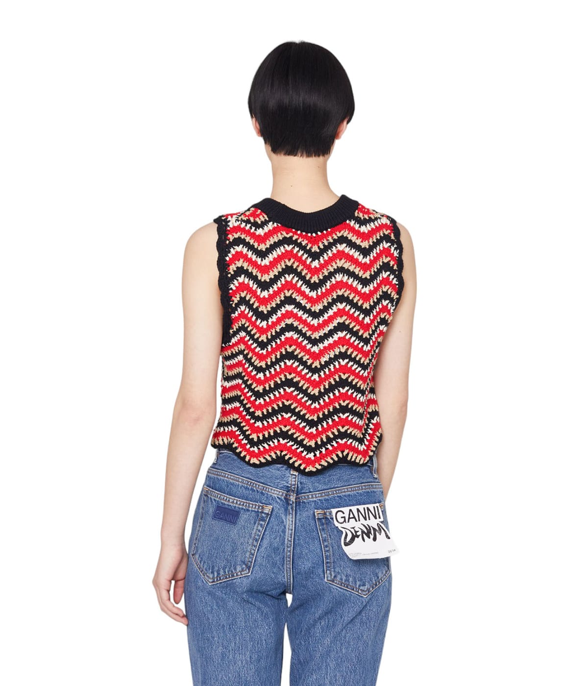 GANNI ベスト GANNI ガニー ニットベスト Cotton Crochet Vest K2160 2664