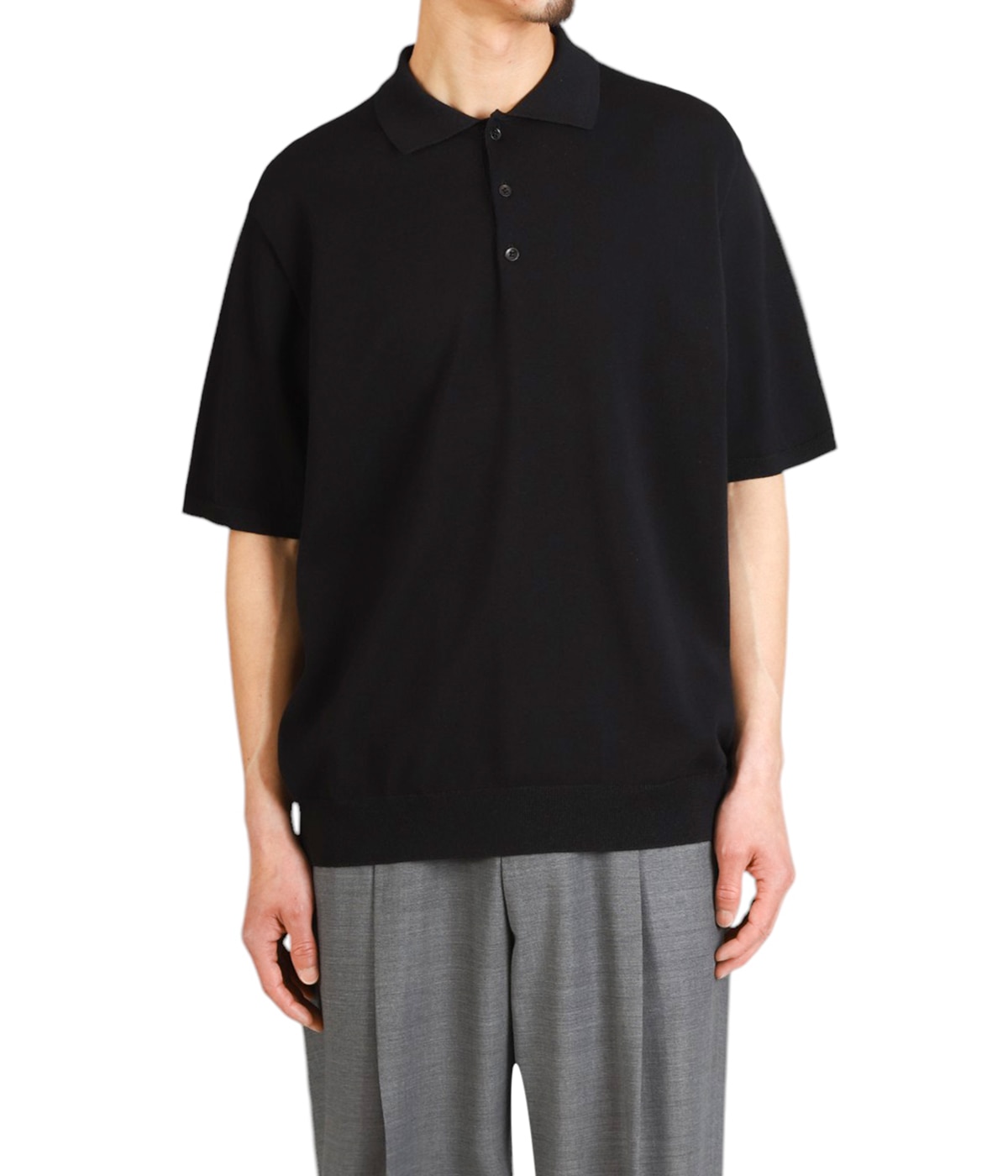 COTTON WASHI KNIT HALF SLEEVE POLO SWEATER | ATON(エイトン