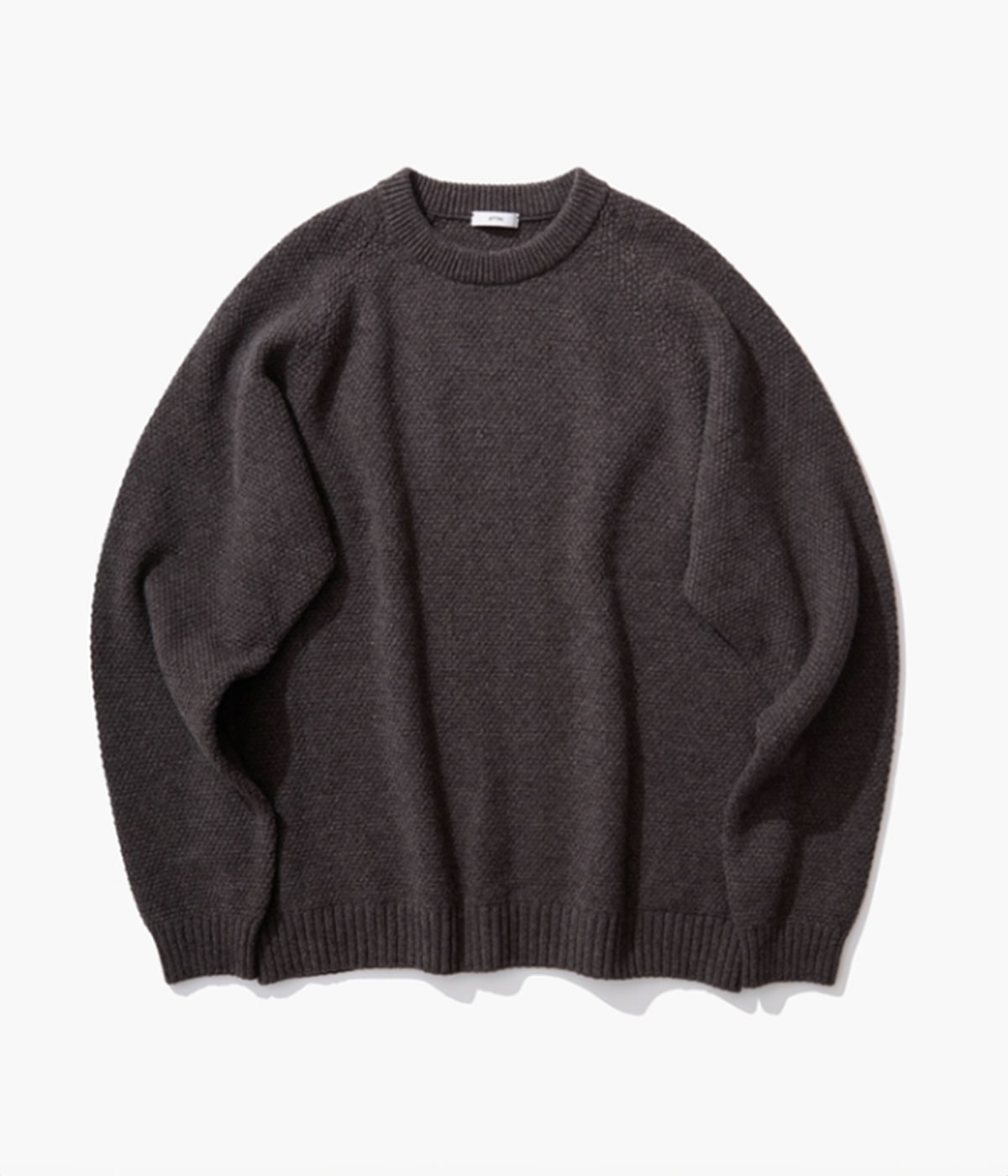 ★【エイトン】ATON ダークグレー 長袖 カシミヤセーター M 予約】LAMBS WOOL CREWNECK SWEATER | ATON(エイトン