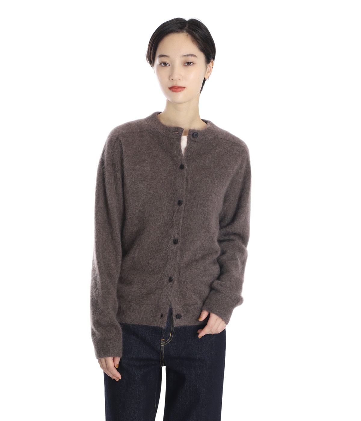 レディース】ROYAL CASHMERE FUR CREWNECK CARDIGAN | ATON(エイトン
