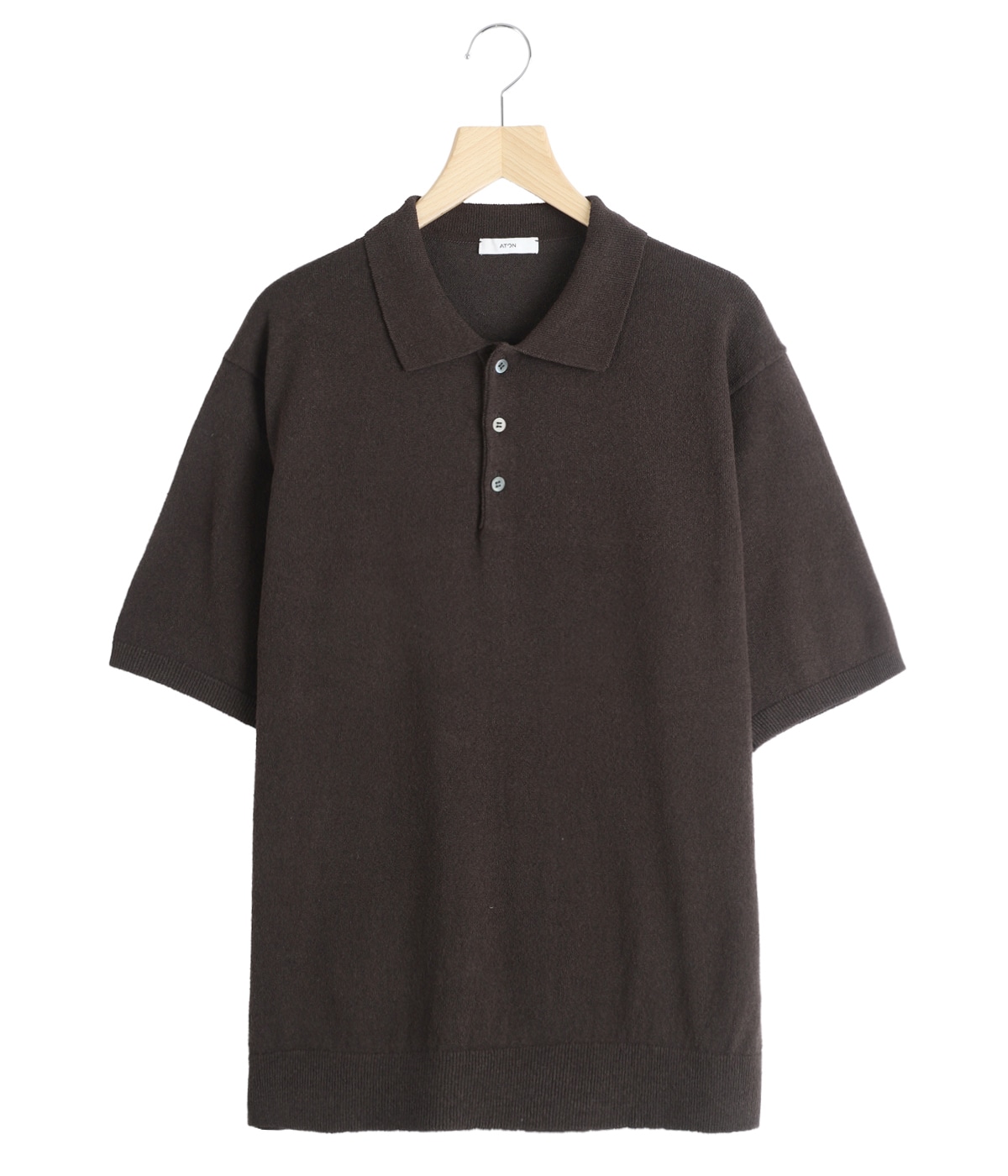 COTTON WASHI BOUCLE HALF SLEEVE POLO SWEATER | ATON(エイトン