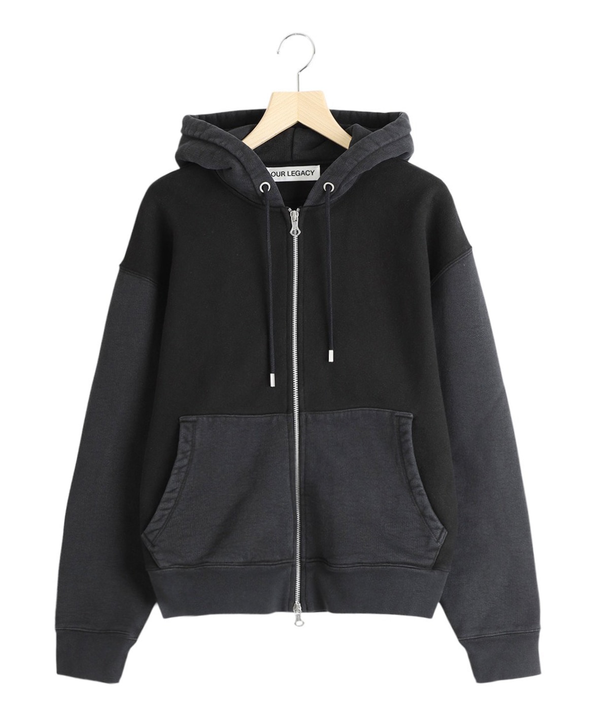 【OUR LEGACY】RELIC☆ピグメントブラック フリースフーディ OUR LEGACY | RELIC HOOD / PIGMENT BLACK HEFTY FLEECE ダブル