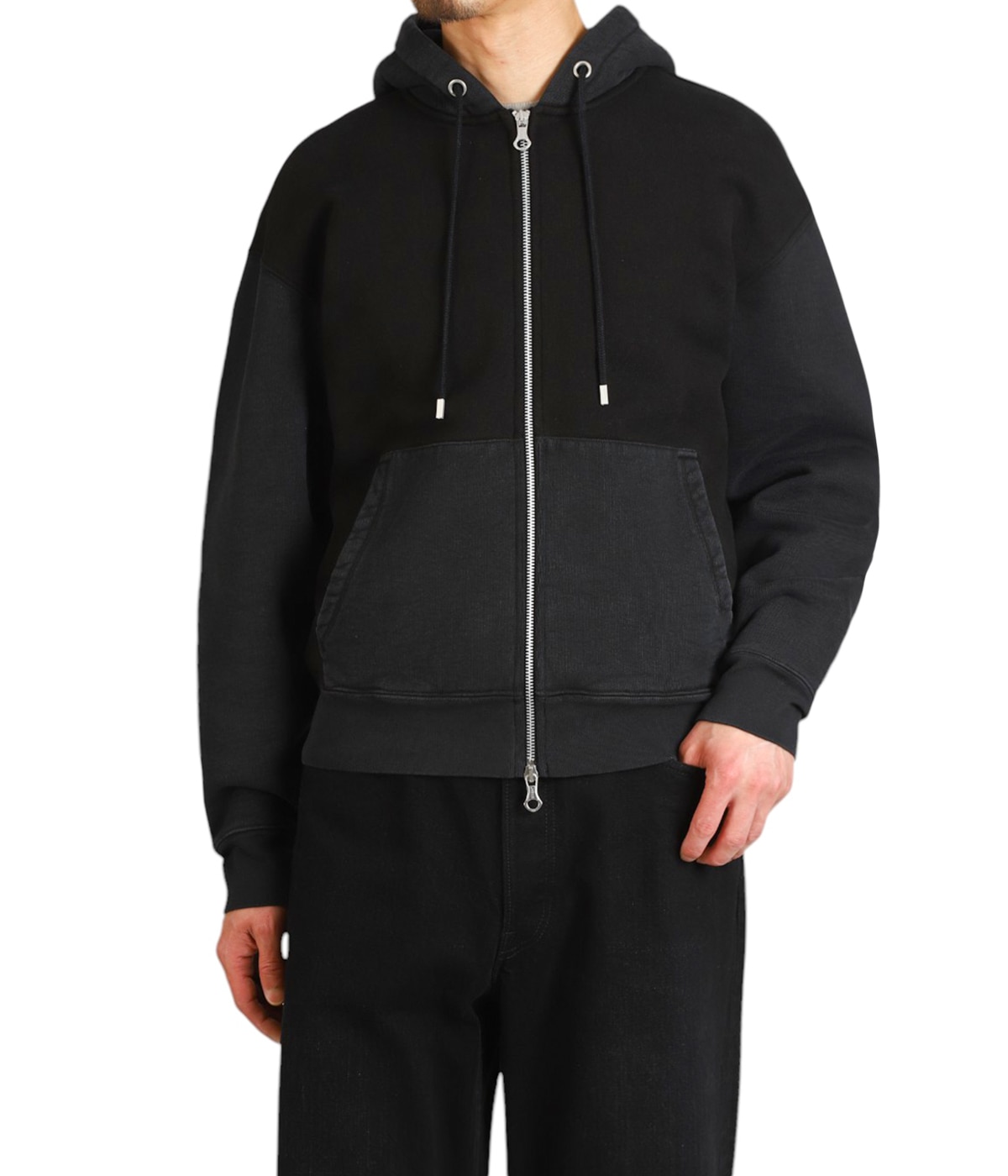【OUR LEGACY】ラスカルフード ヘフティフリース パーカー BLACK Our Legacy - Rascal Hood Pigment Black Hefty Fleece
