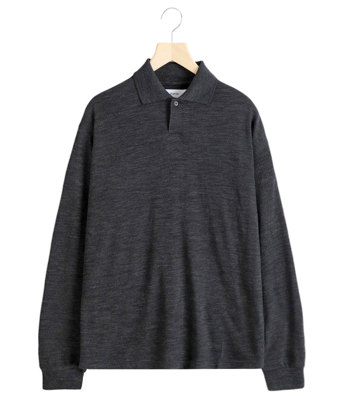 marka (マーカ)1B POLO(ワンボタンポロ) 美品 ブラック marka (マーカ) ONE BUTTON POLO S/S TEE / ワンボタンポロ