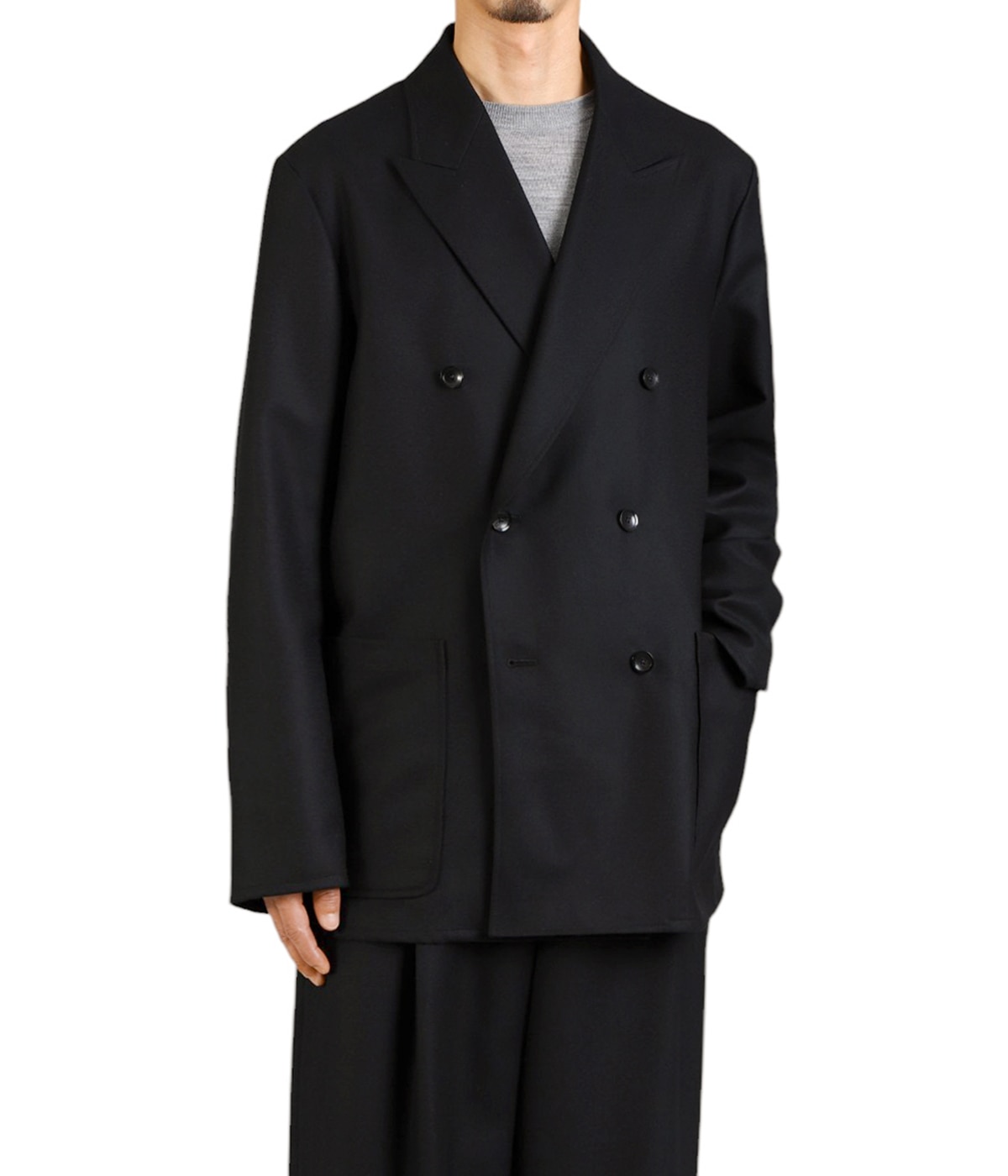 MARKAWARE JAPAN FLANNEL ペグトップパンツ　BLK  2 FRONT PLEATS PEGTOP ORGANIC WOOL JAPAN FLANNEL - MARKAWARE