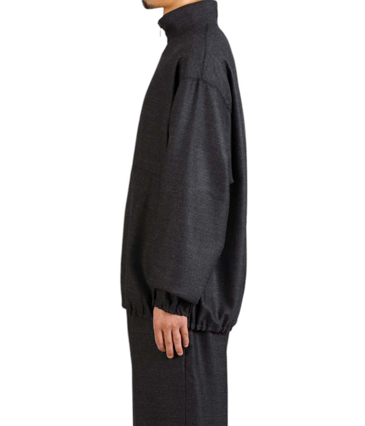 HALF ZIP TRACK JACKET - 2/32 WOOL SOFT FLANNEL - | marka
