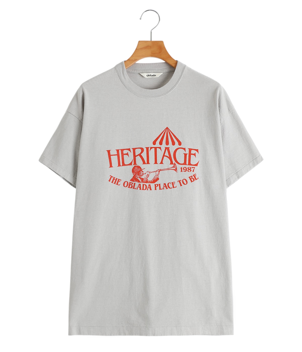 【Oblada】オブラダ　HERITAGE TEE グレー　25SS Oblada HERITAGE TEE , Gray – Navyblue