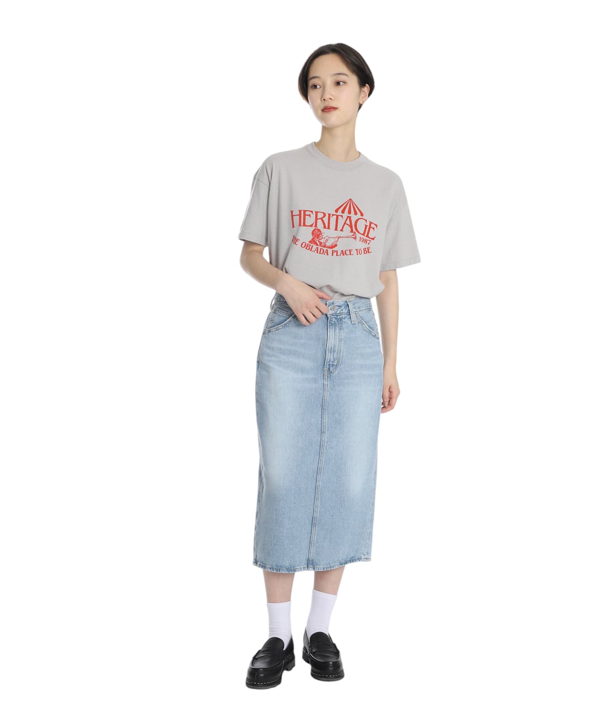 【Oblada】オブラダ　HERITAGE TEE グレー　25SS レディース】HERITAGE TEE | Oblada(オブラダ) / トップス
