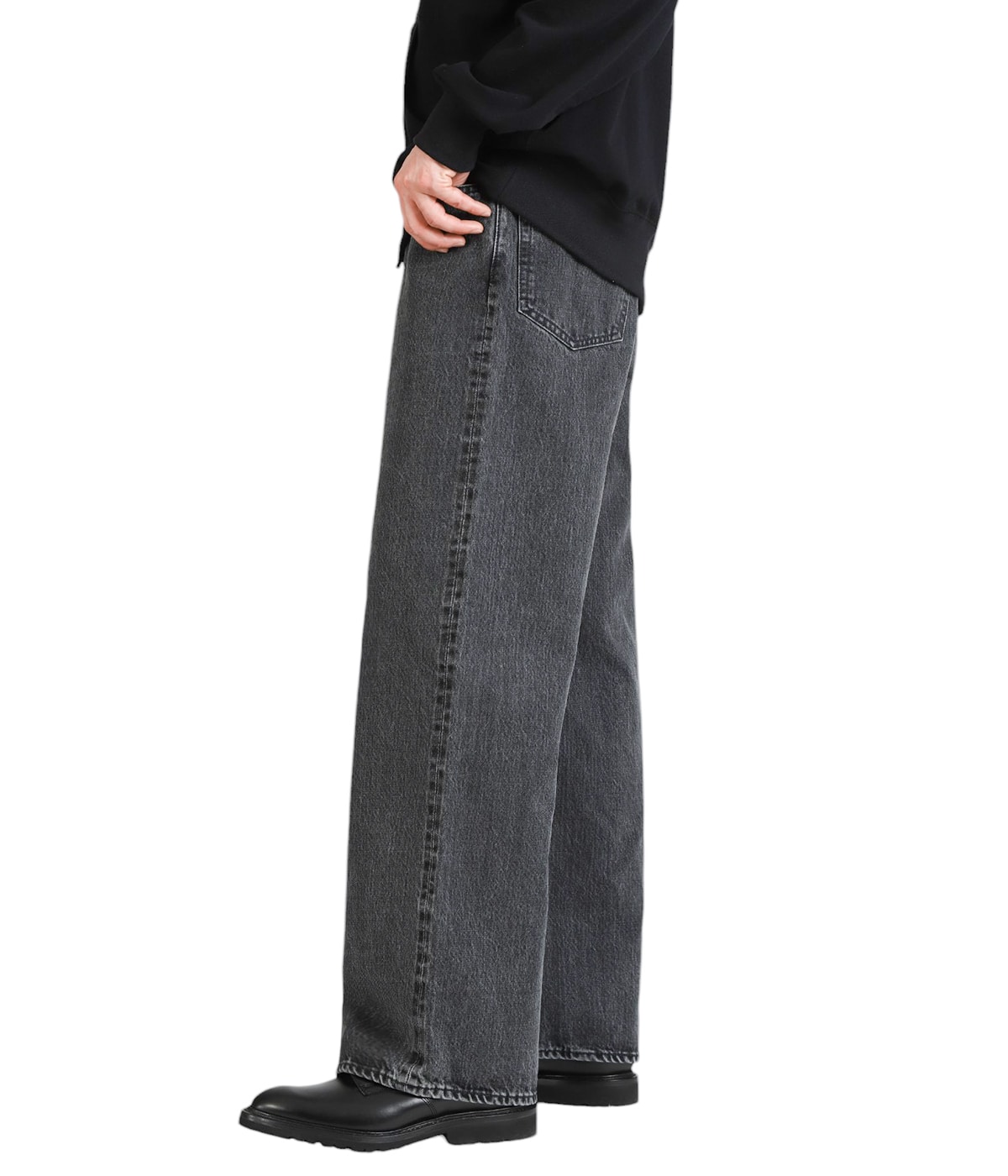 marka ブラックデニム ダブルニーパンツ WIDE LEG JEANS - faded black - | marka(マーカ) / パンツ
