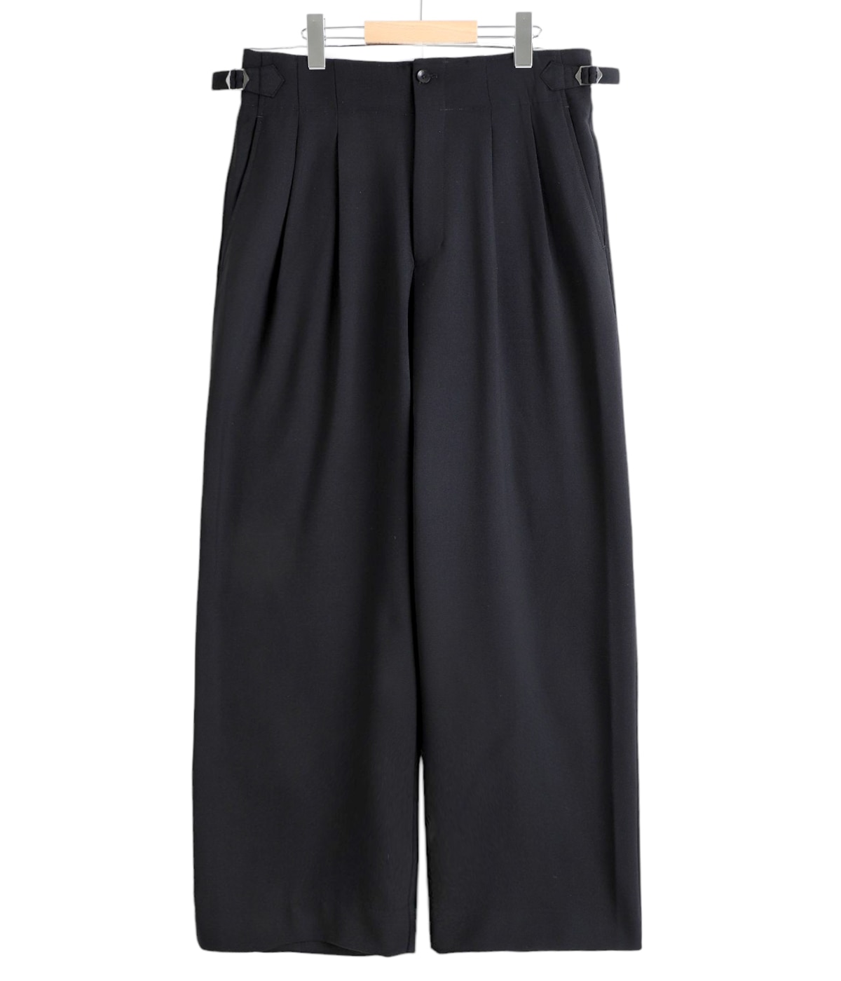 TWO TUCK MILITARY TROUSERS -RECYCLED POLYESTER NONMULESED WOOL GABARDINE-