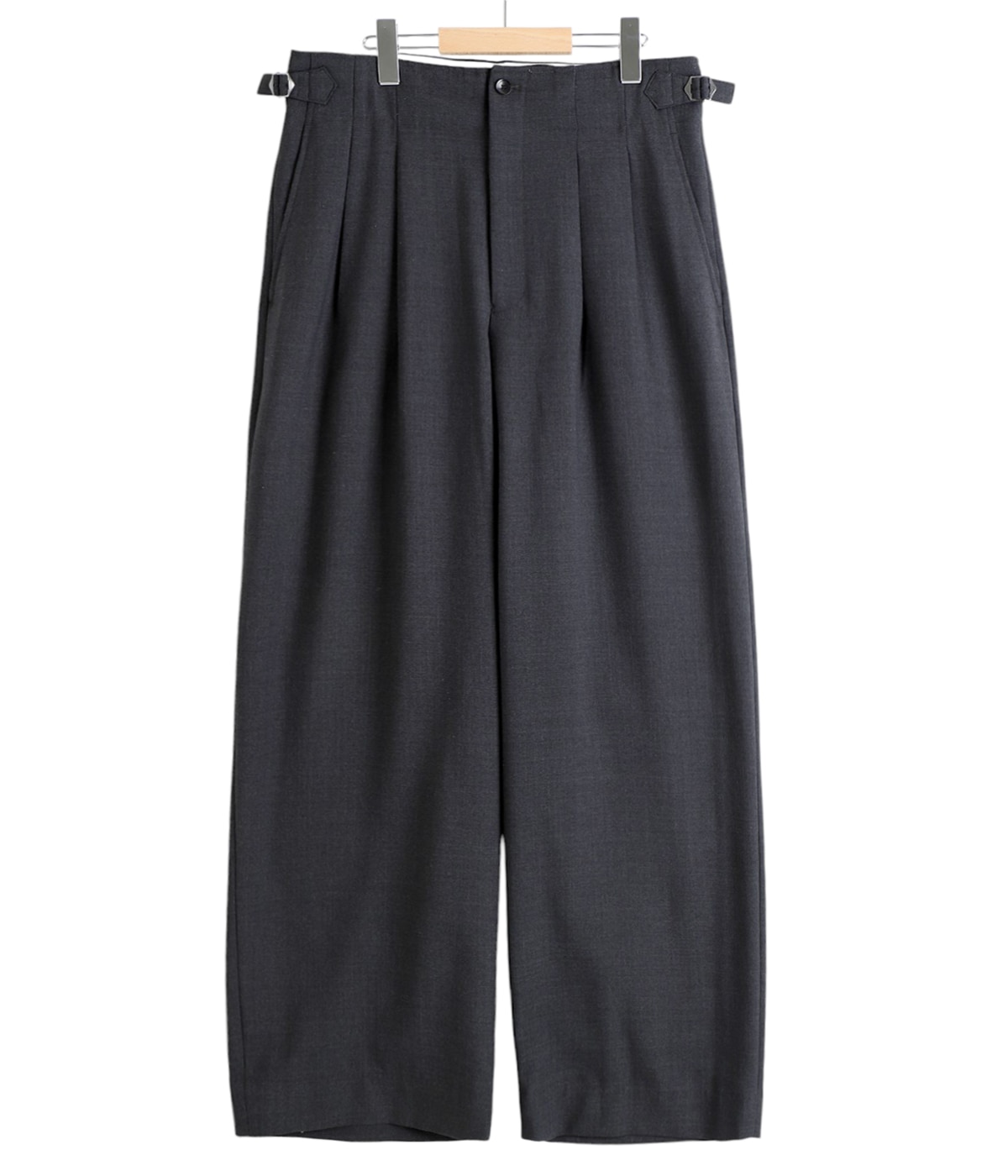 TWO TUCK MILITARY TROUSERS -RECYCLED POLYESTER NONMULESED WOOL GABARDINE-