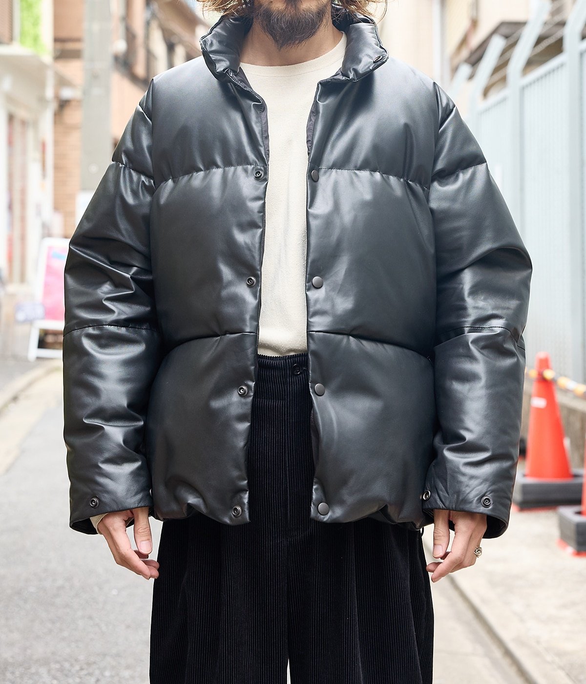 マーカ ダウンジャケット ダウンベスト 2way インディゴ レザー Liugoo Leathers 本革 レザーダウンベスト ダイヤキルト メンズ