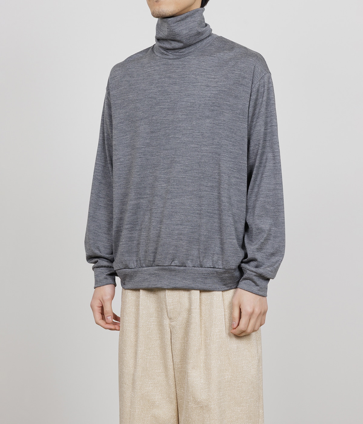 M Mugrosas Garras XL グレー ウールシャツ 予約】CREW NECK -2/72 WOOL SINGLE JERSEY WASHABLE- | marka