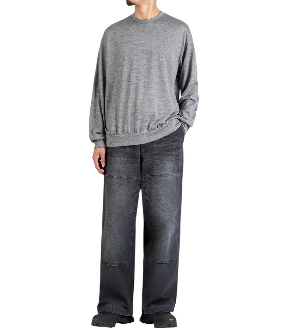 【新品未使用】marka☆ウール　ロンT☆2☆トップチャコール CREW NECK -2/72 WOOL SINGLE JERSEY WASHABLE- | marka(マーカ