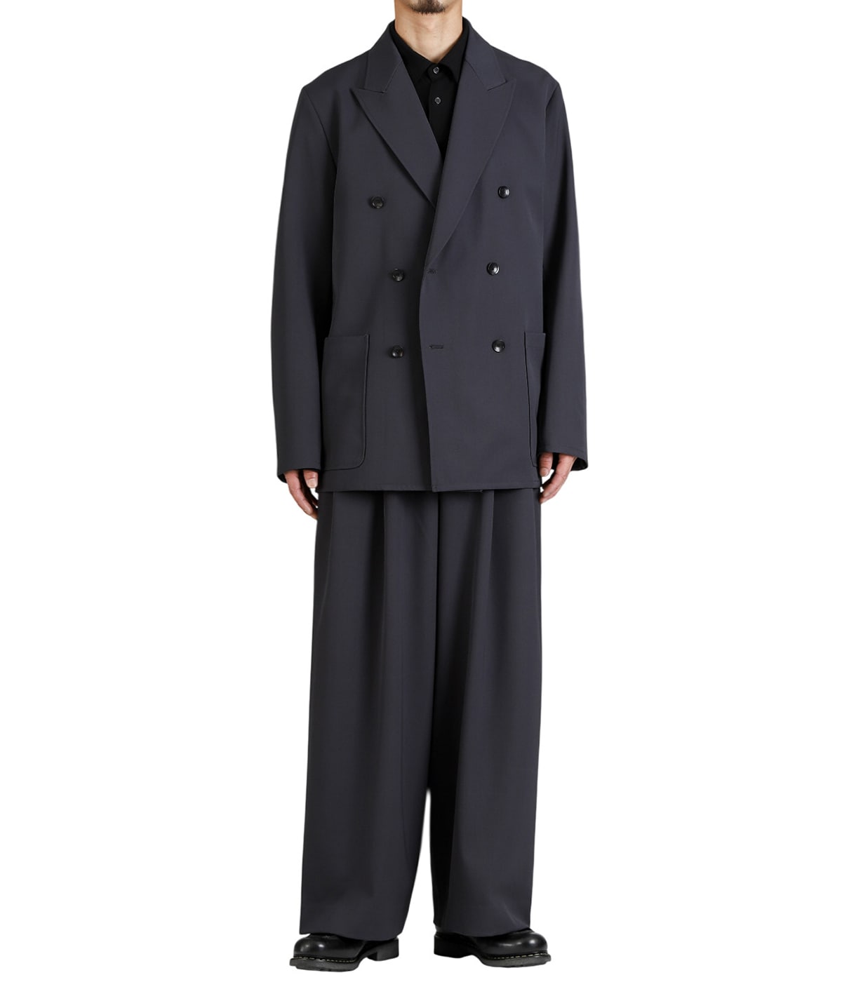 TWO TUCK BAGGY TROUSERS -2/60 WASHER WOOL GABARDINE- | marka