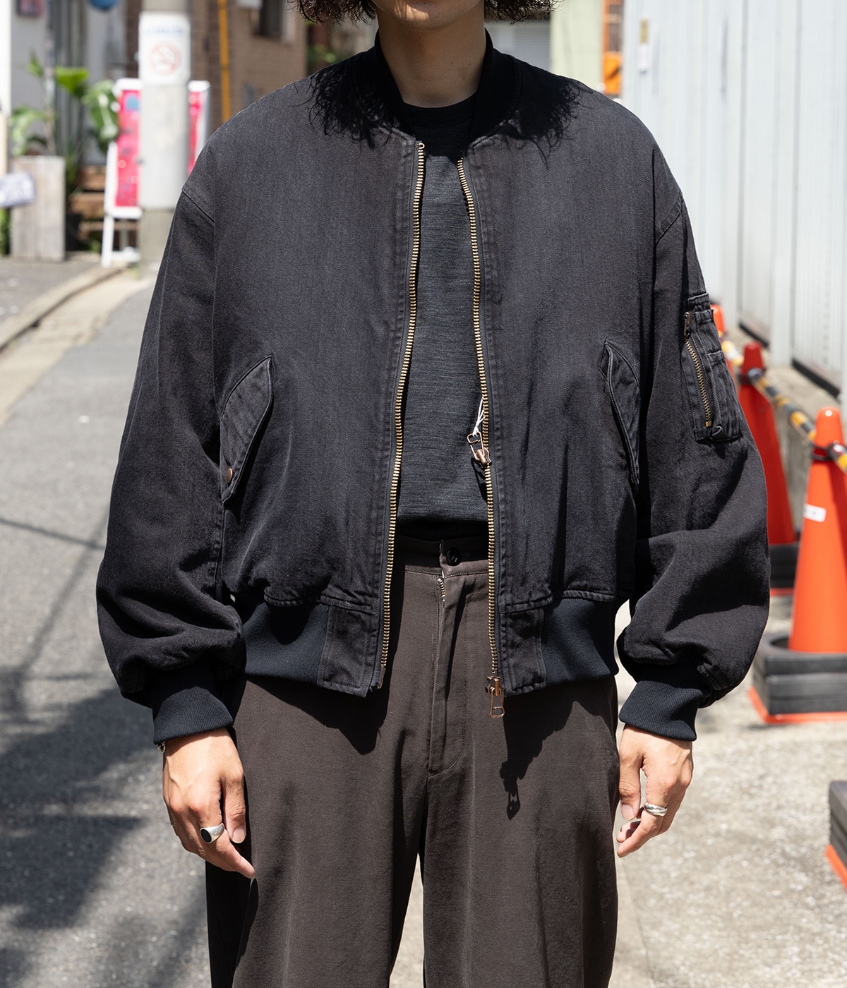 予約】PUFFED DENIM BOMBER JACKET -ORGANIC COTTON 12oz DENIM