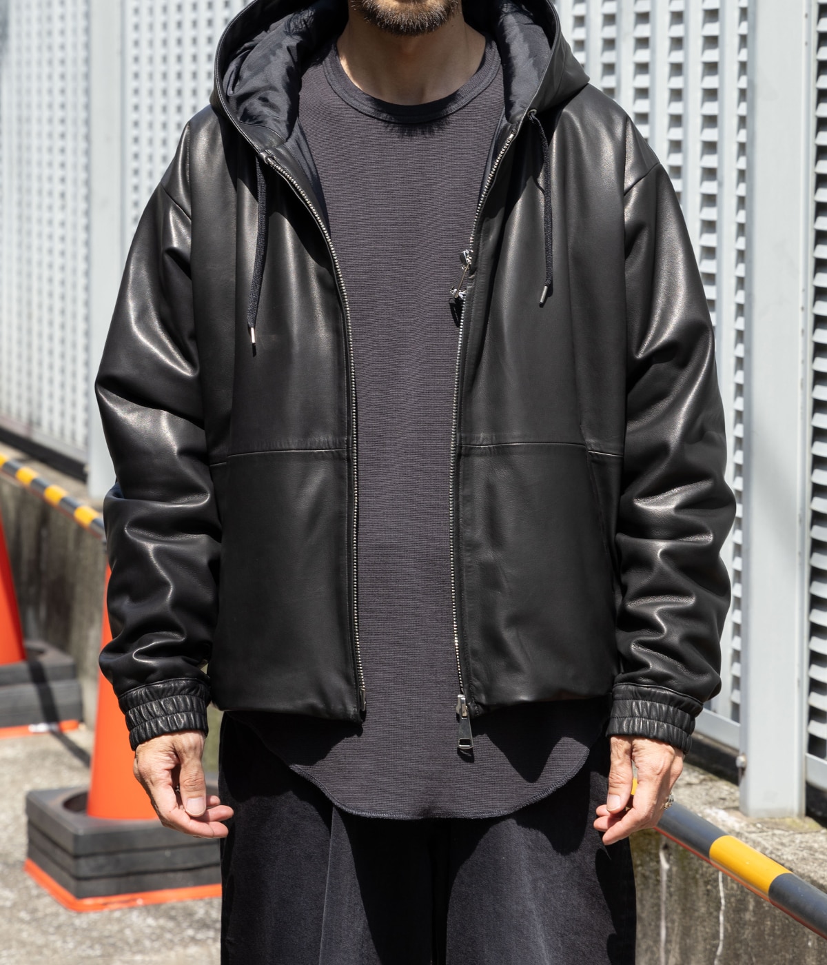 【BLACK UP】マロンジレザー中綿ジャケット BLACK UP】マロンジレザー中綿ジャケット