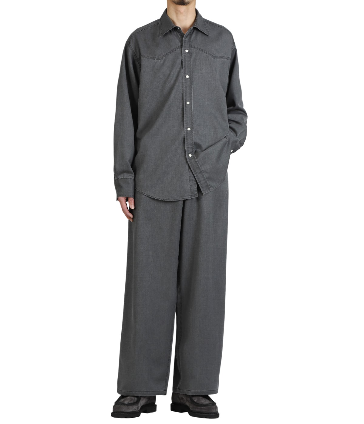 WORK PANTS -WASHABLE 2/72 WOOL GABARDINE PIGMENT PRINT- | marka