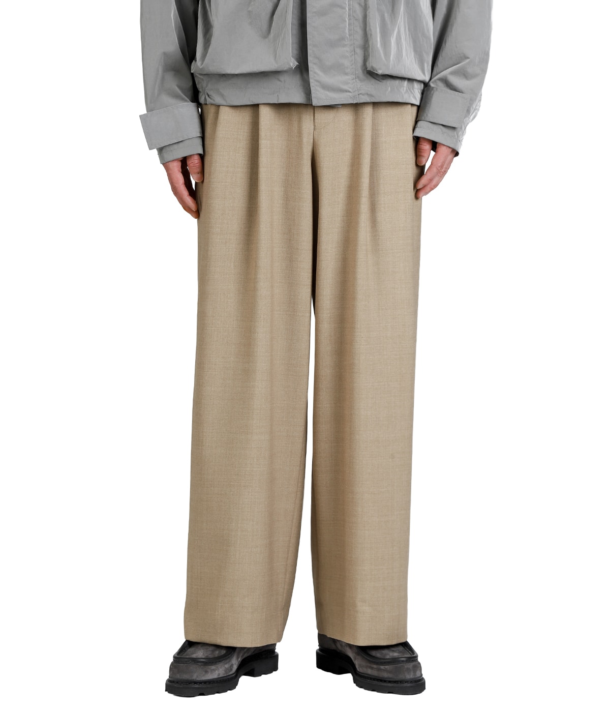 TWO TUCK MILITARY TROUSERS -RECYCLED POLYESTER NON-MULESED WOOL