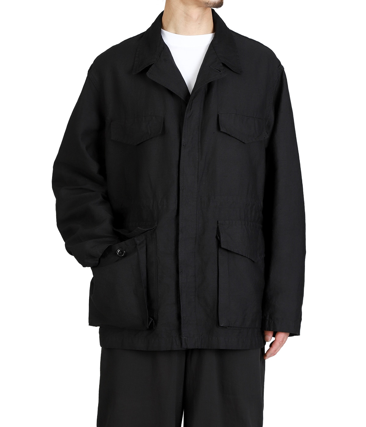 MILITARY JACKET -LINEN x ORGANIC COTTON x SILK LIGHT MOLESKIN